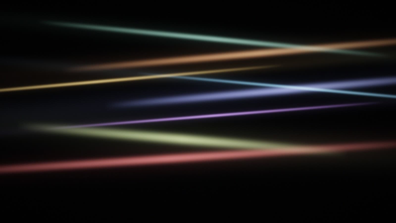 Layered sheets of light converging across a black field, each one fading before it reaches the edge.